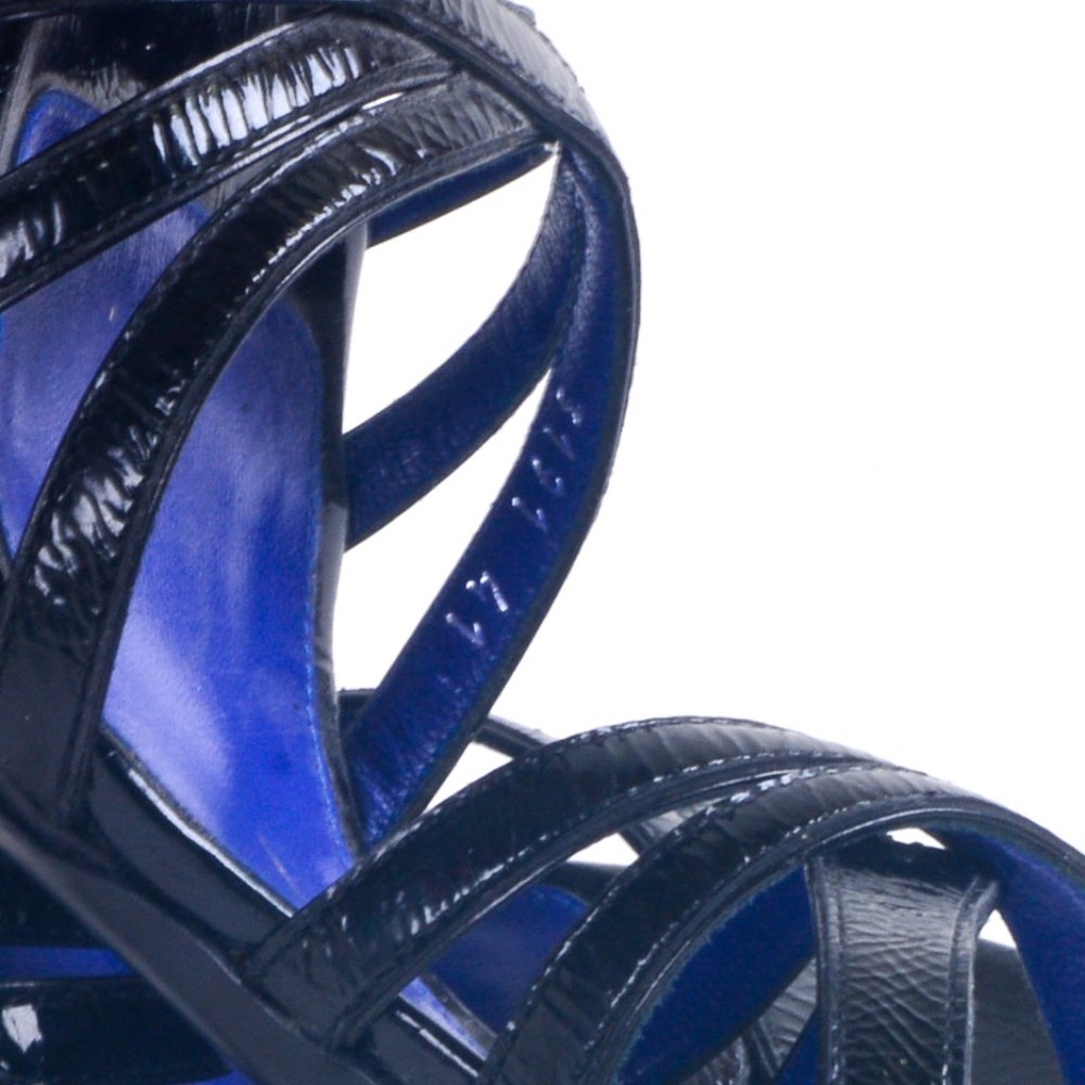 Gorgeous SERGIO ROSSI patent leather strappy black and blue pumps in EUC! - Picture 9 of 9
